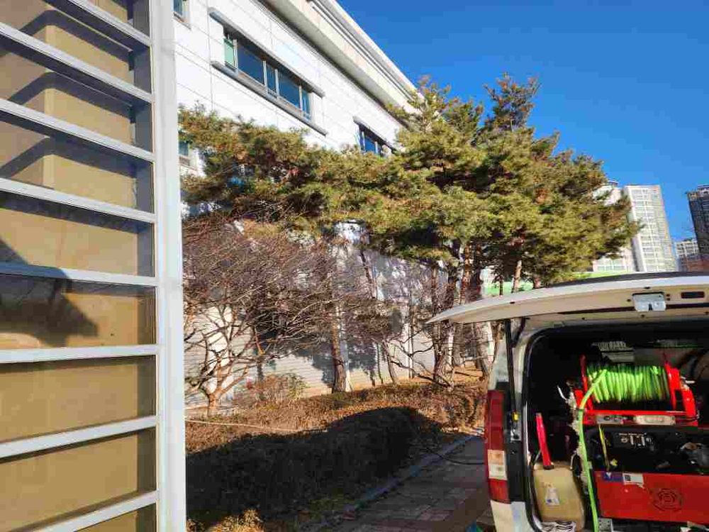구리 건물 외부 고압세척 작업